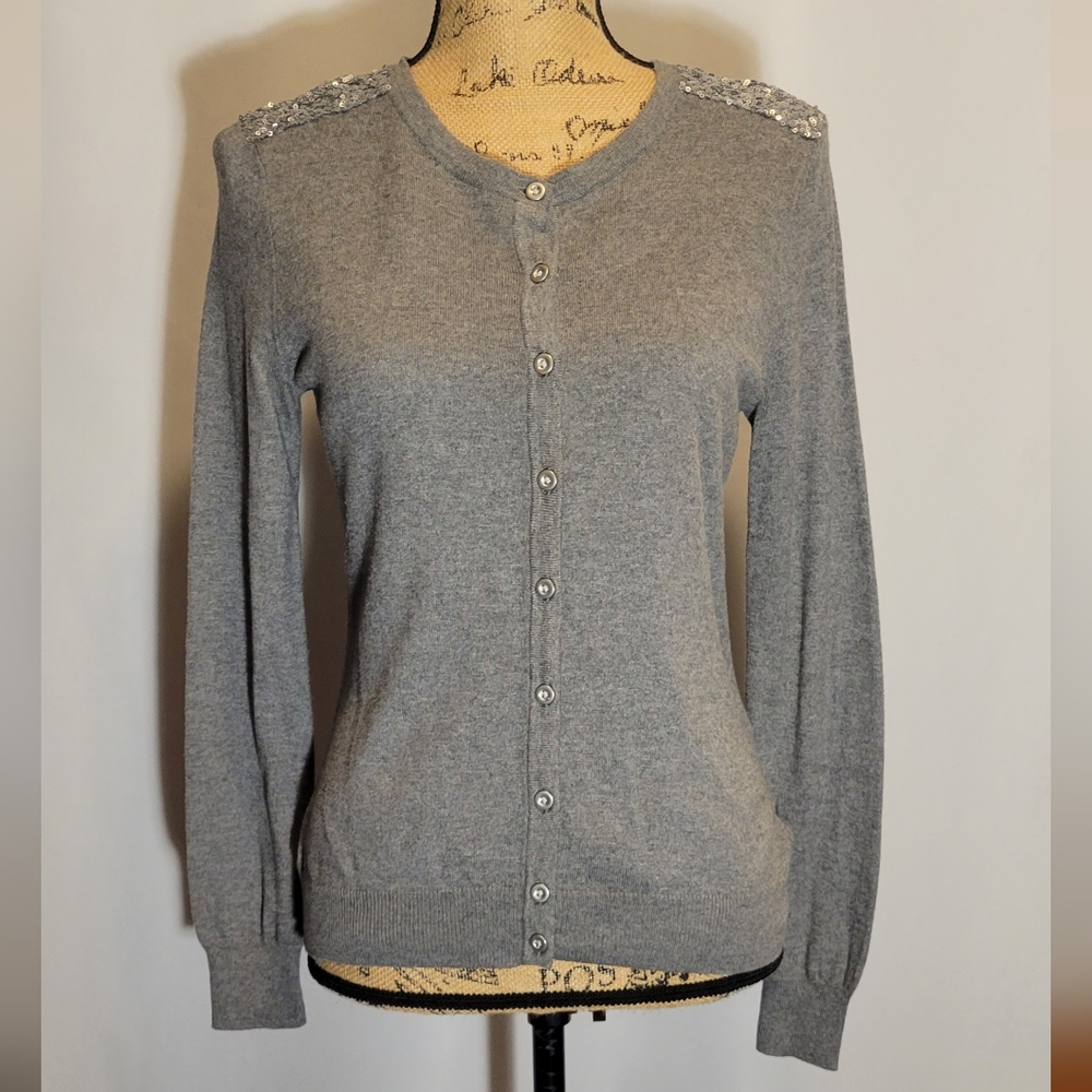 Merona Gray Sequin Cardigan | EUC! | Sz. M
